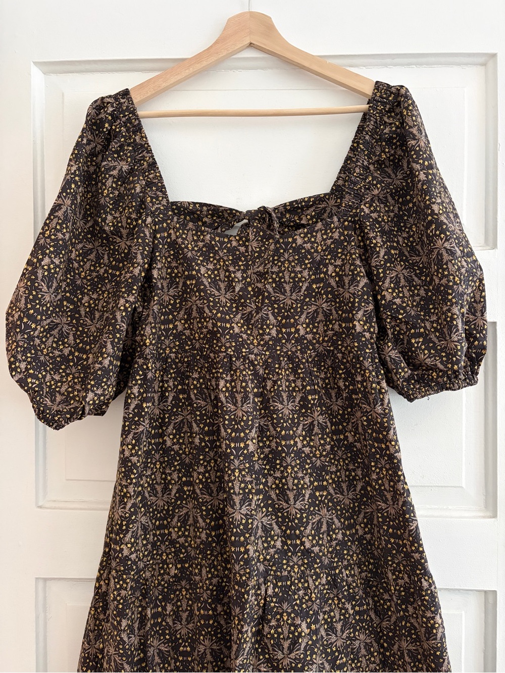 MINKPINK Black Floral Smocked Square-Neck Puff Sleeve Maxi Dress